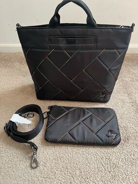 Lug Tenor and pouch black rainbow stitch